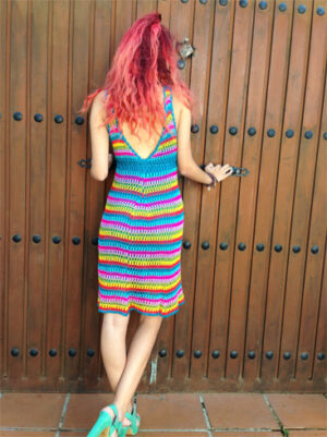 Vestido croché tirantes multicolor