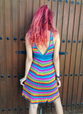 Vestido croché tirantes multicolor